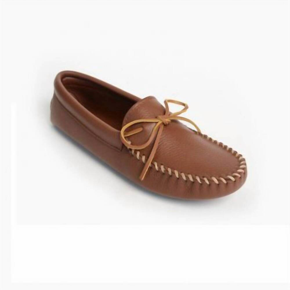 NEW MINNETONKA men's double deerskin softsole moccasins in chocolate